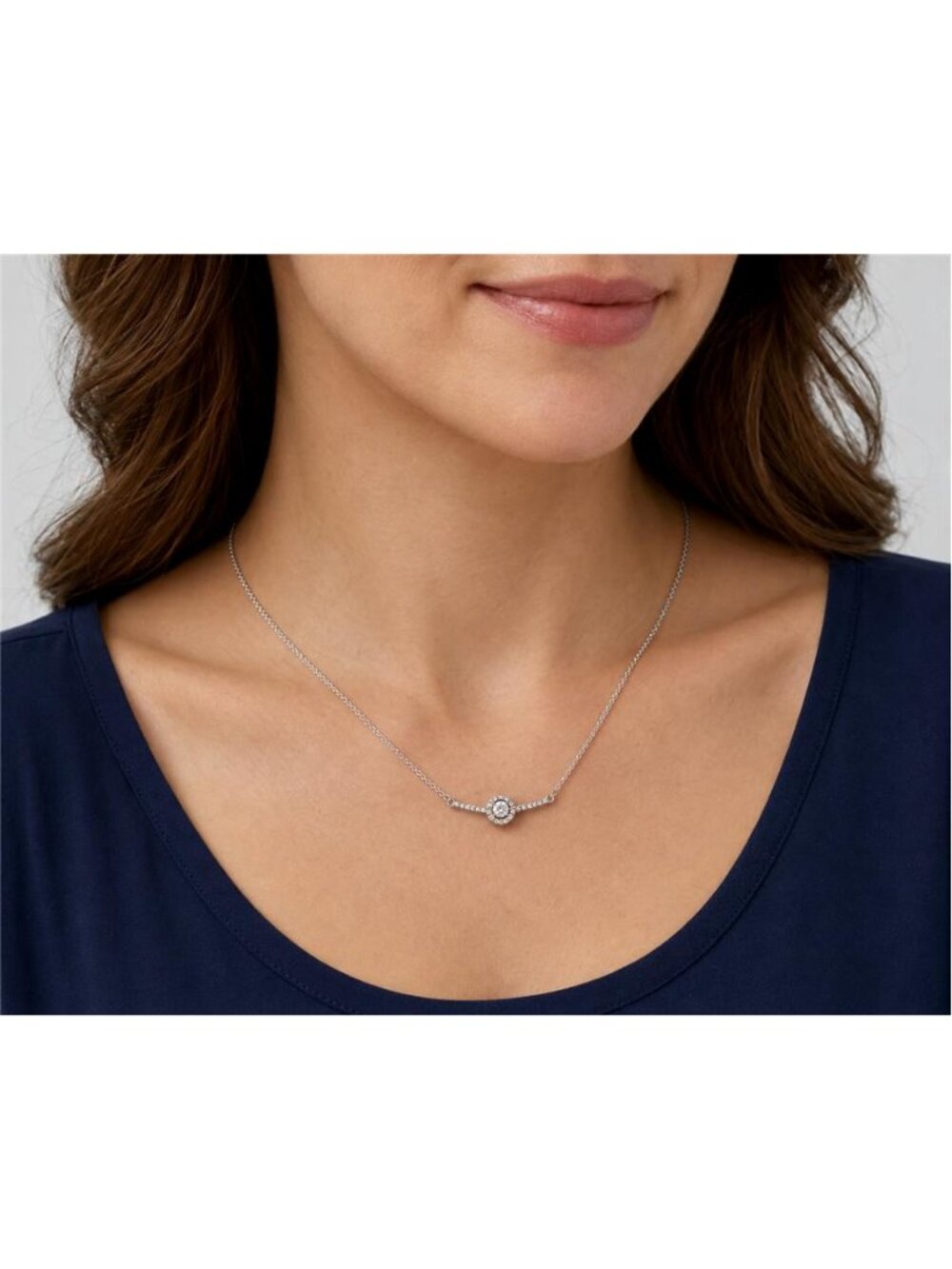 Brighton Illumina Bar Necklace Silver Plated Clear Crystal 16-18 in JM1801